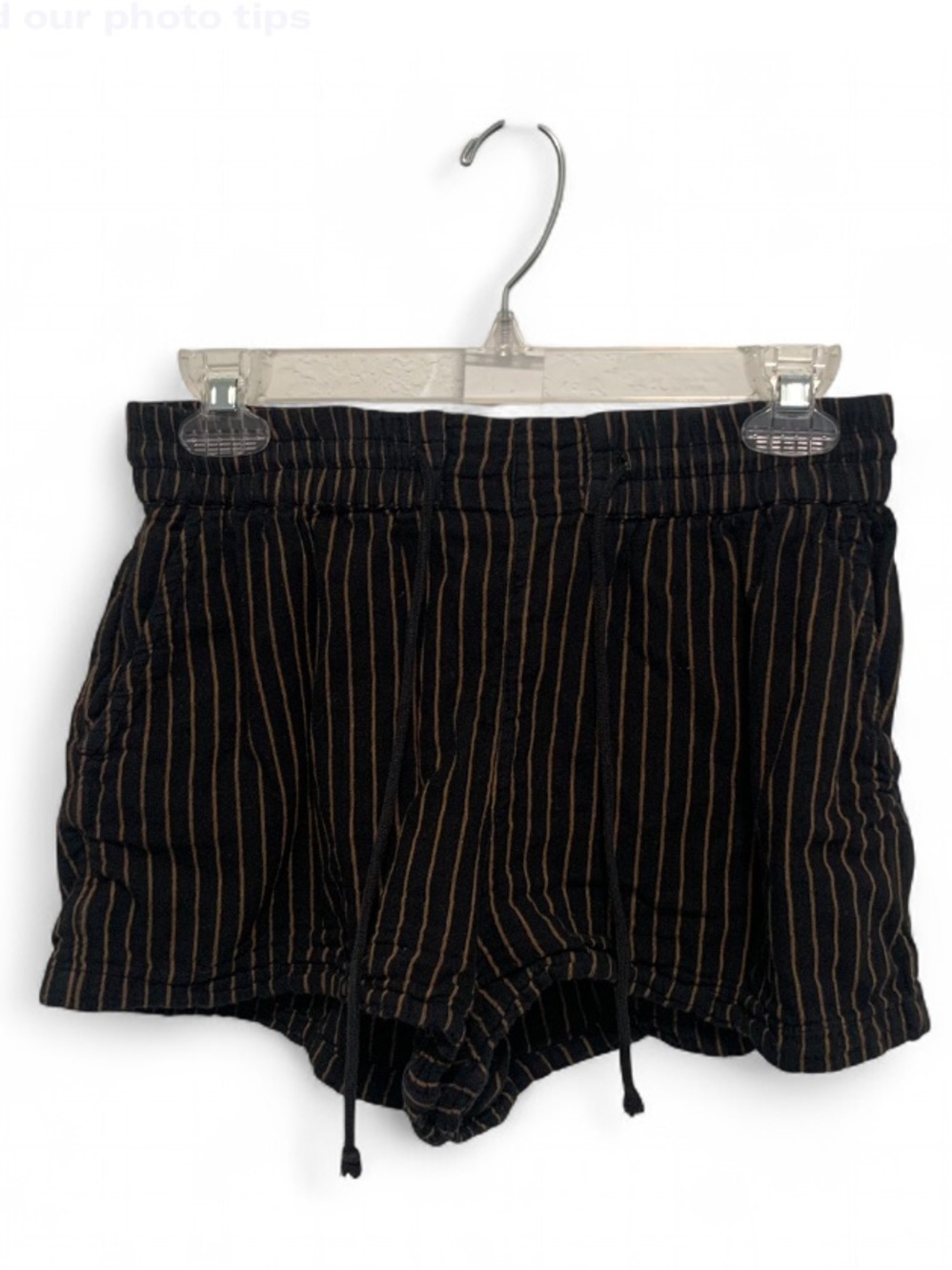 Billabong Casual Black Pinstripe Drawstring Shorts